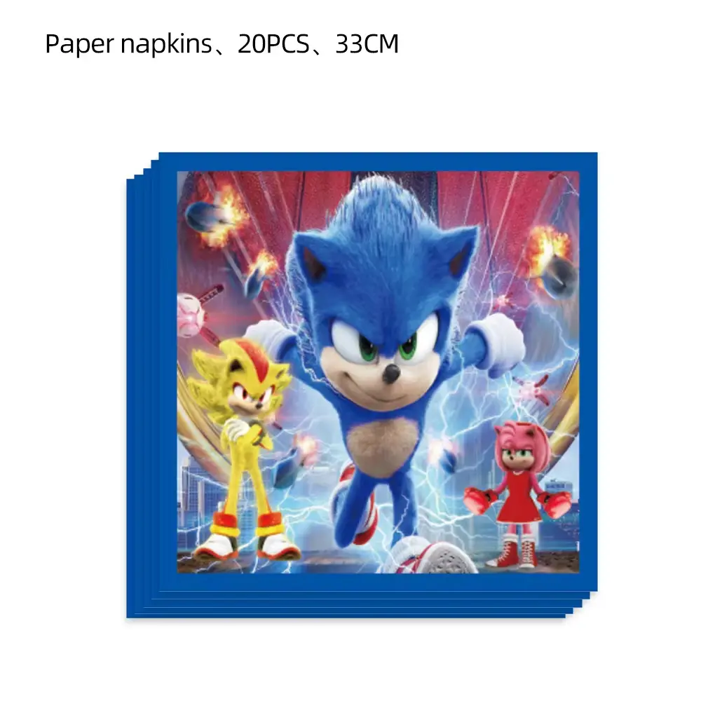 Sonic Birthday Party Disposable Party Plates Tablecloth Sonic Keychain Stickers Gift Bag Children's Birthday Baby Shower Supplie