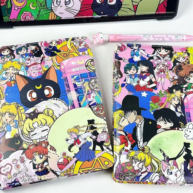 Anime Sailor Moon Cute Leather Cover A5 Notebook Fully Painted Inner Page Student Handbook Diary Book Painted Leather Cover