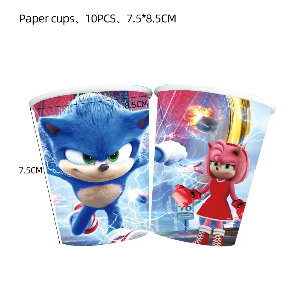Sonic Birthday Party Disposable Party Plates Tablecloth Sonic Keychain Stickers Gift Bag Children's Birthday Baby Shower Supplie