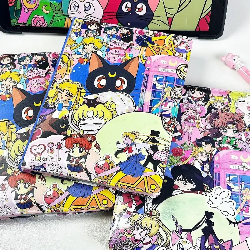 Anime Sailor Moon Cute Leather Cover A5 Notebook Fully Painted Inner Page Student Handbook Diary Book Painted Leather Cover