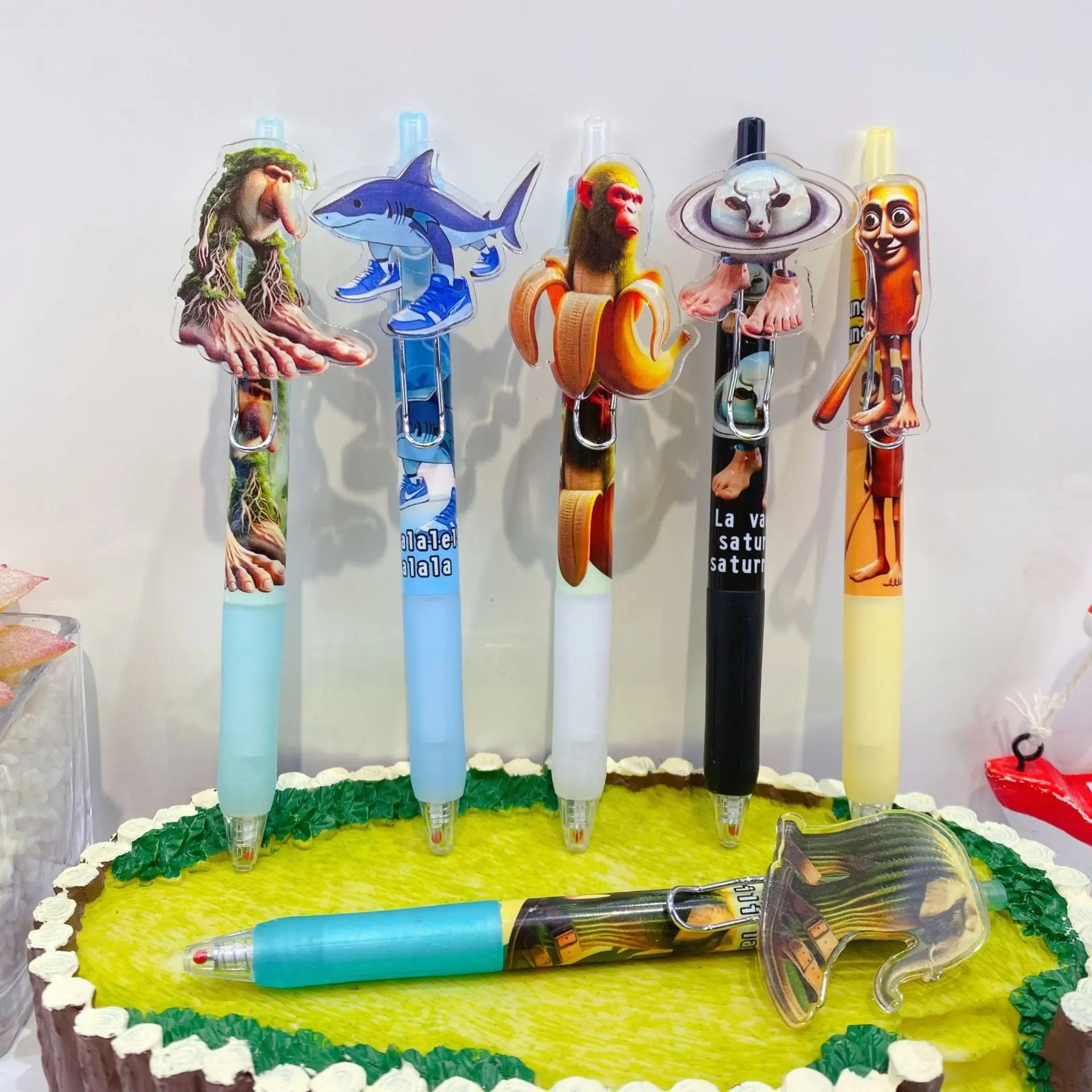 Italian Brainrot Gel Pens New Tralalero Tralala Kids Writing Pen Tungtung Sahur Student Back To School Stationery Children Gift