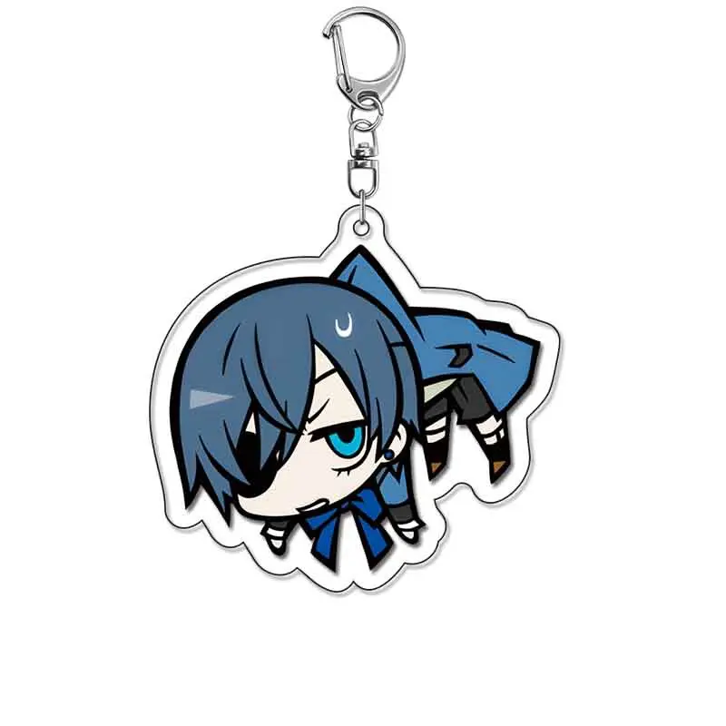 Anime Black Butler Keychain Cartoon Ciel Phantomhive Sebastian Michaelis Acrylic Bag Keyring Pendant Accessory