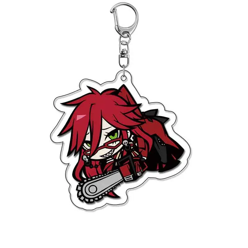 Anime Black Butler Keychain Cartoon Ciel Phantomhive Sebastian Michaelis Acrylic Bag Keyring Pendant Accessory