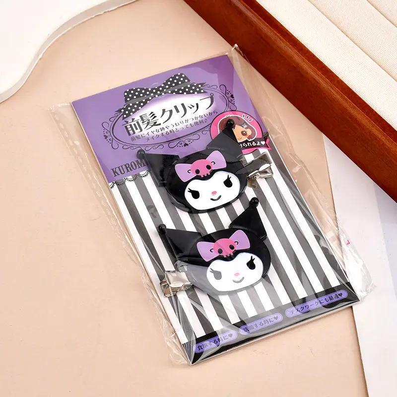 My Melody Kuromi Hair Clips Set Non Slip Gentle On Hair Anime Style Bangs Clips for Girls Cute Accessories