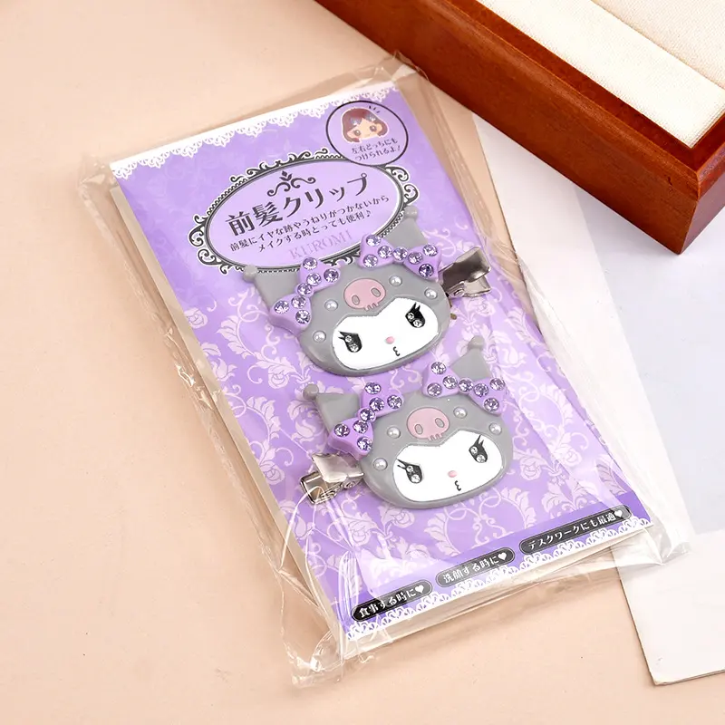 My Melody Kuromi Hair Clips Set Non Slip Gentle On Hair Anime Style Bangs Clips for Girls Cute Accessories