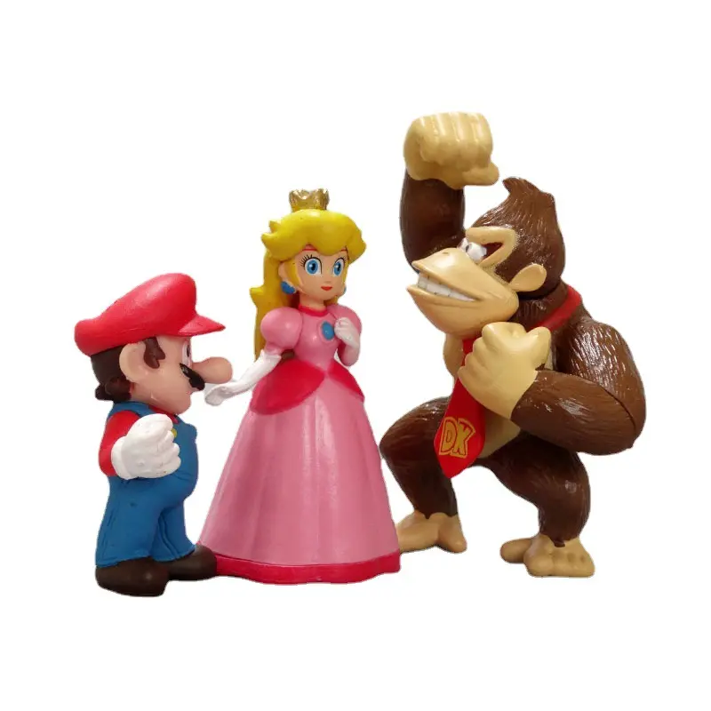 6Pcs Super Mario Bros Toys Dolls Anime Figures Luigi Yoshi Donkey Kong Wario PVC Action Figure Model Toys For Birthday Gifts