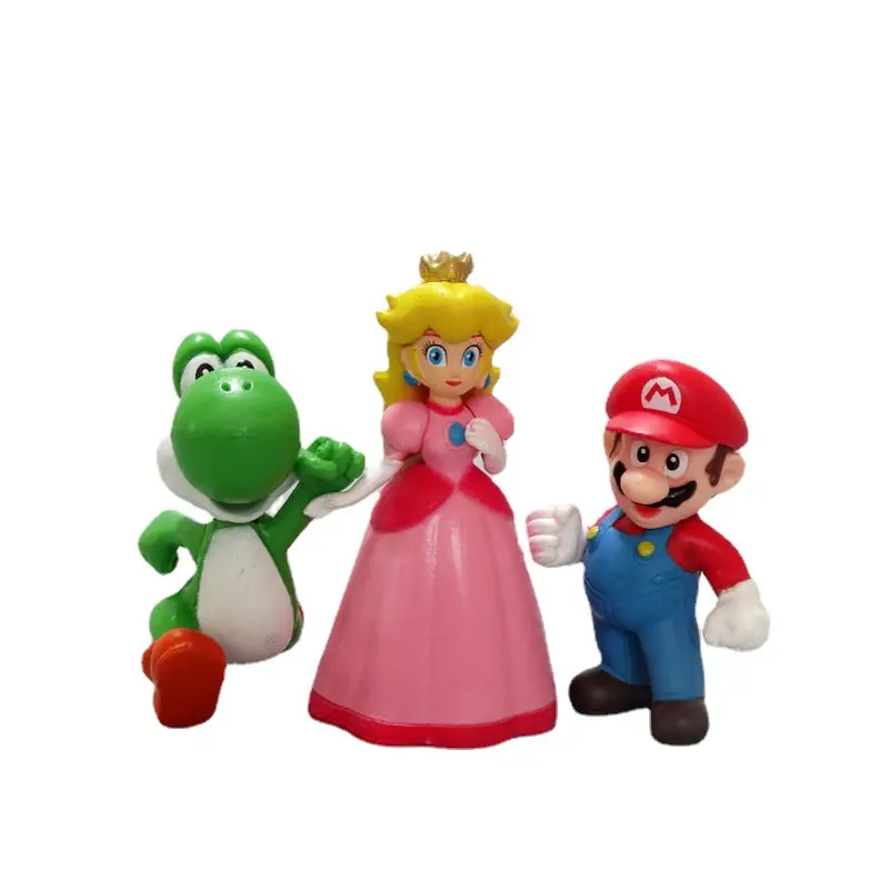 6Pcs Super Mario Bros Toys Dolls Anime Figures Luigi Yoshi Donkey Kong Wario PVC Action Figure Model Toys For Birthday Gifts