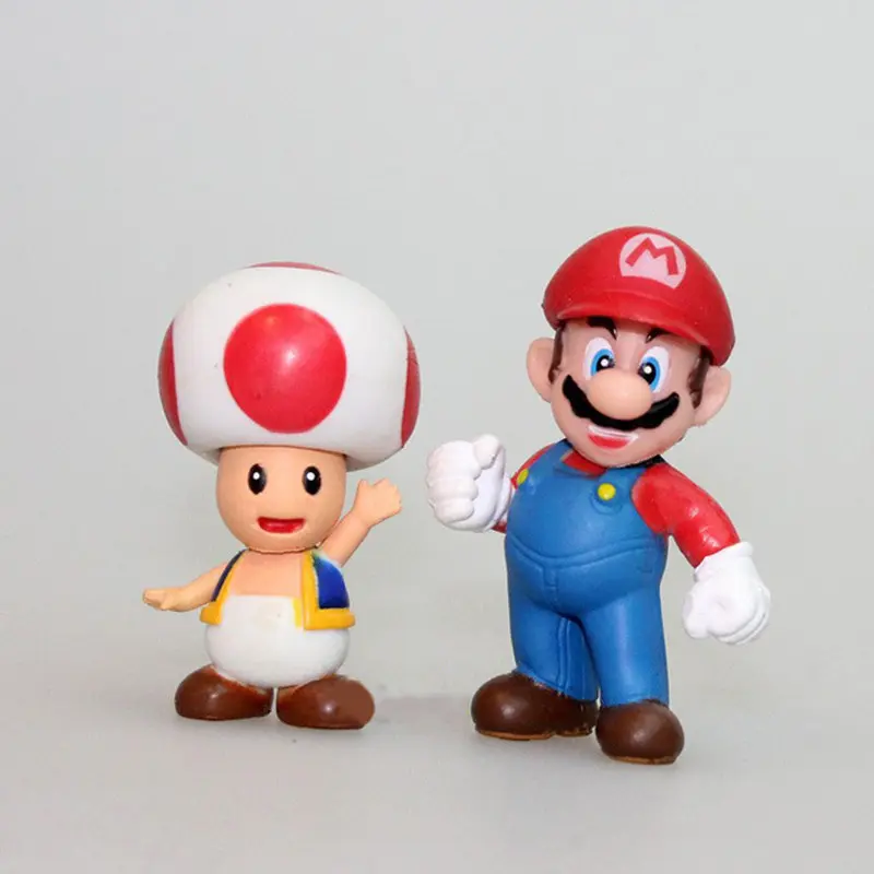 6Pcs Super Mario Bros Toys Dolls Anime Figures Luigi Yoshi Donkey Kong Wario PVC Action Figure Model Toys For Birthday Gifts