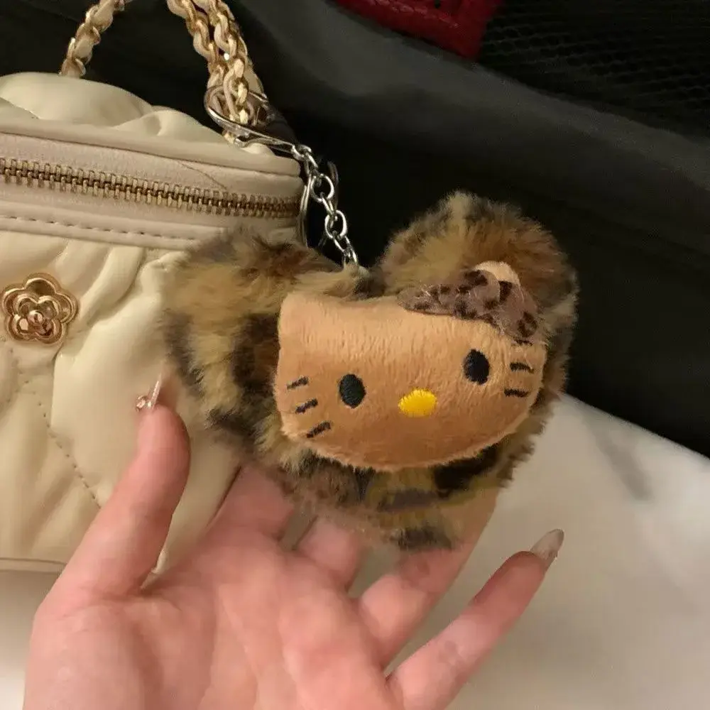 Retro Leopard Doll Pendant Kawaii Anime Toy Keychains Cartoon Fashion Bag Accessories Keyrings Christmas Gifts