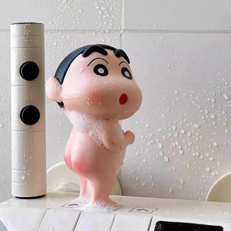 Take Bath Zaemon Crayon Shin-Chan Bare Butt Open Your Eyes Mobile Phone Stand Desktop Figure Ornament Gift Doll Car Decorations