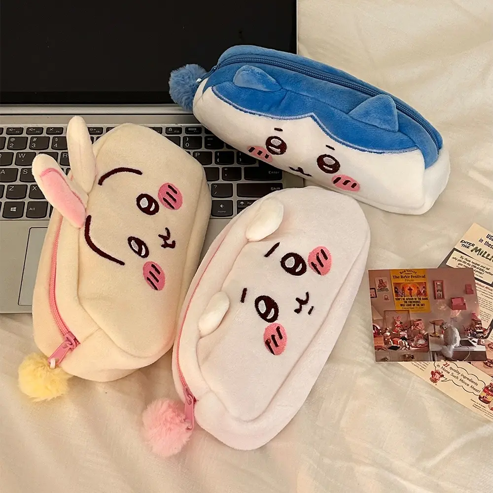 Chiikawa Pencil Case Usagi Hachiware Plush Office School Stationery Pen Bag Portable Cosmetic Bag Girl Boy Students Gifts