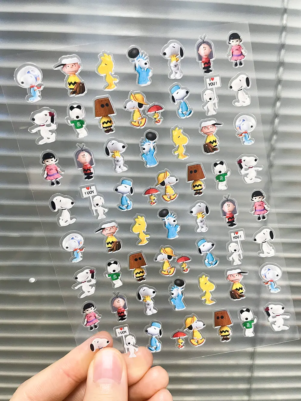 Cartoon Cute Snoopy Nail Art Sticker Transparent Waterproof Stationery Sticker 3D Adhesive Stickers Nail Art Manicure Decor