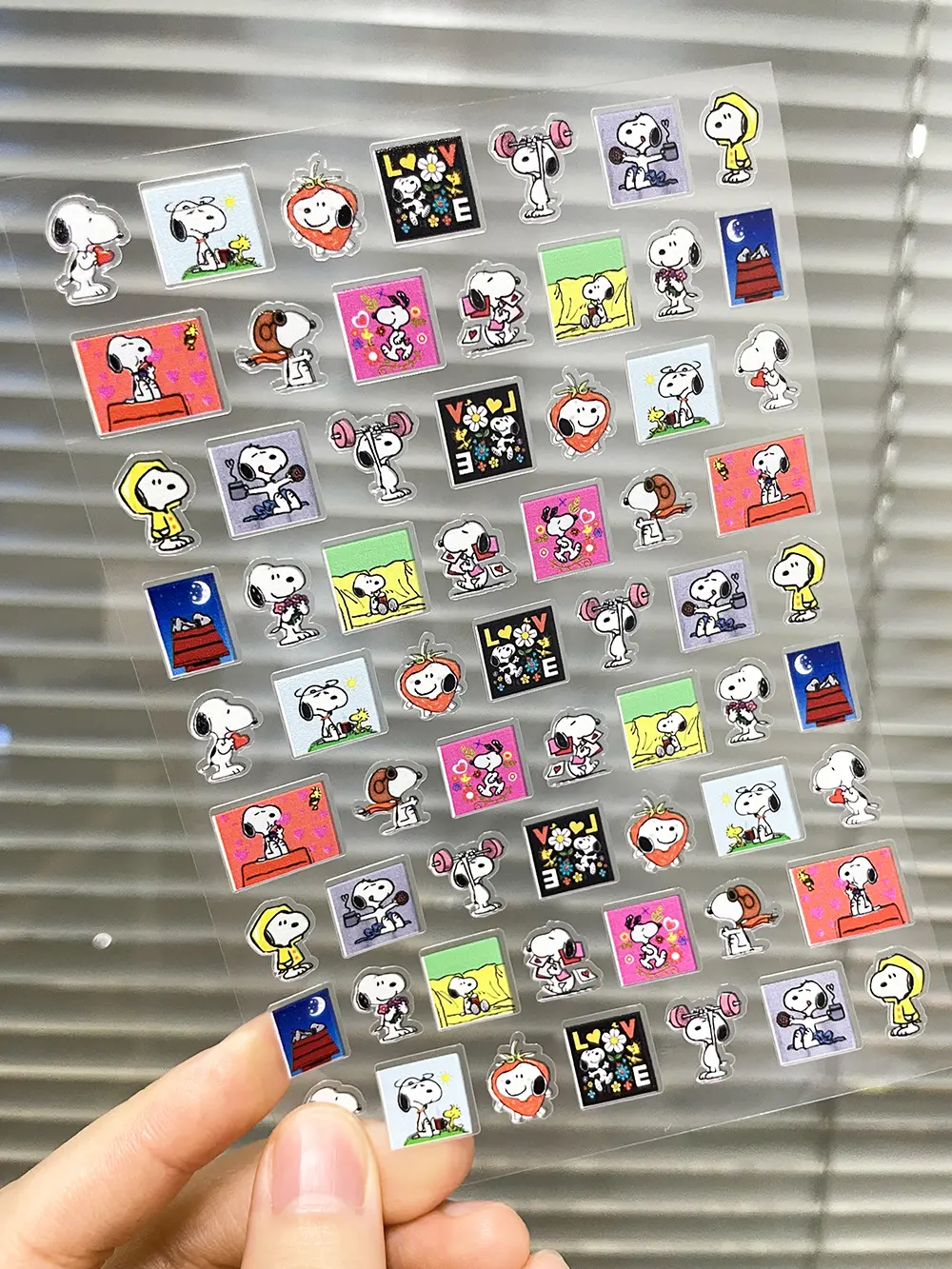 Cartoon Cute Snoopy Nail Art Sticker Transparent Waterproof Stationery Sticker 3D Adhesive Stickers Nail Art Manicure Decor