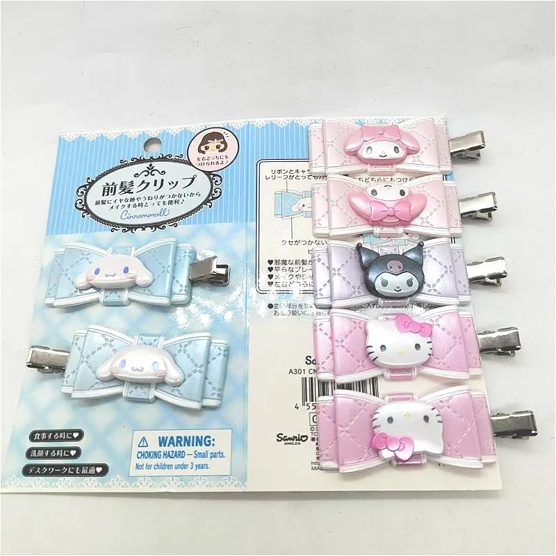 2pcs Sanrios Hair Accessories Anime Figures Hellokittys Kuromi Hair Clips Cute Cinnamoroll Hairpin Headwear for Kids Girls