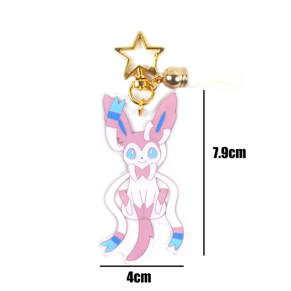 Pikachu Pokemon Acrylic Keychain Anime Characters Leafeon Eevee Sylveon Bags Car Key Ring Charm Accessories Kids Birthday Gift