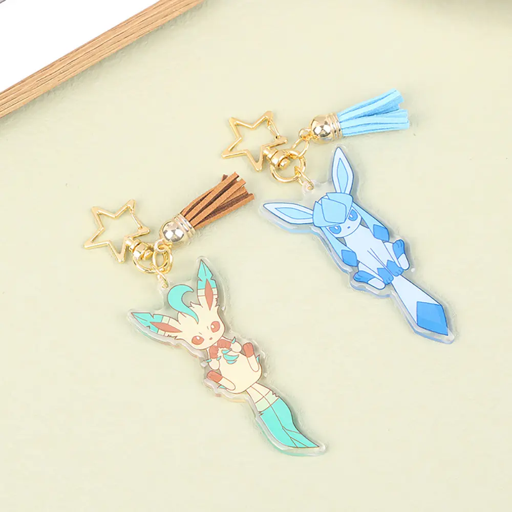 Pikachu Pokemon Acrylic Keychain Anime Characters Leafeon Eevee Sylveon Bags Car Key Ring Charm Accessories Kids Birthday Gift