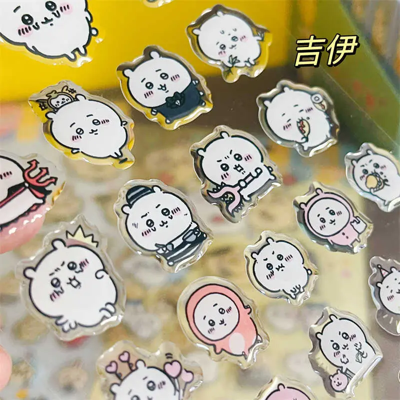 Chiikawass Sticker Hachiware Usagi Creative Drop Glue Stereo Sticker Decorative Computer with Diy Decorative Stickers Girl Gifts