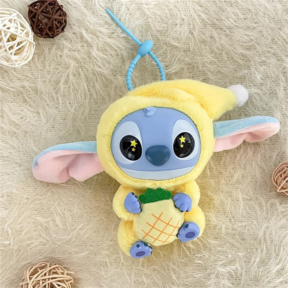 Lilo & Stitch Vinyl Plush Doll Pendant Disney Pajamas Stitch Cute Key Ring Cartoon Plushies Bag Keychain Gifts Kids Toys