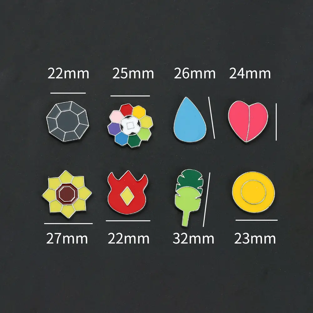 Pokemon Gym Badges Kanto Johto Hoenn Sinnoh Unova Kalos League Region Orange Islands Pins Brooches Box Set Pocket Monster