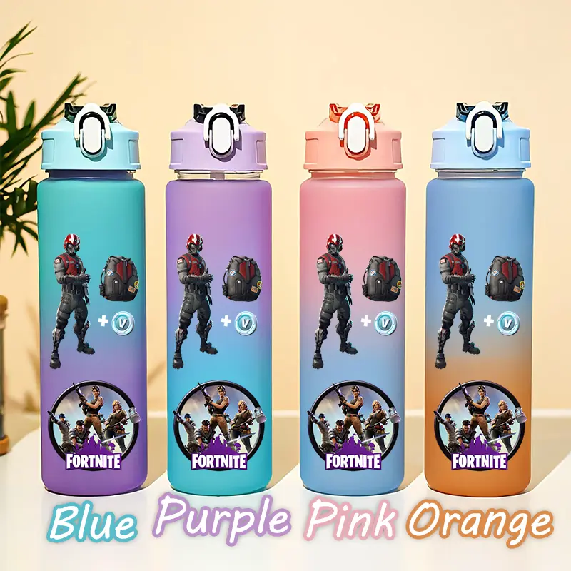 750ML Large Fortnition Capacity Water Bottle Sports Portable Gradient Water Bottle Student Drinking Water Bottle Birthday Bottle