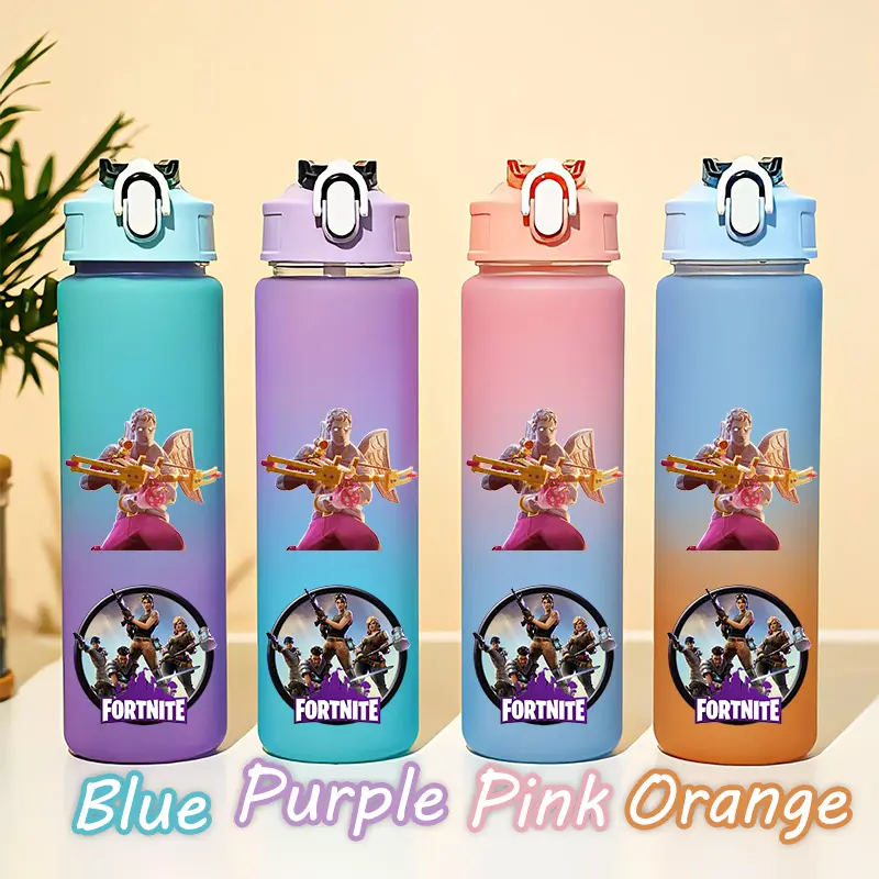 750ML Large Fortnition Capacity Water Bottle Sports Portable Gradient Water Bottle Student Drinking Water Bottle Birthday Bottle