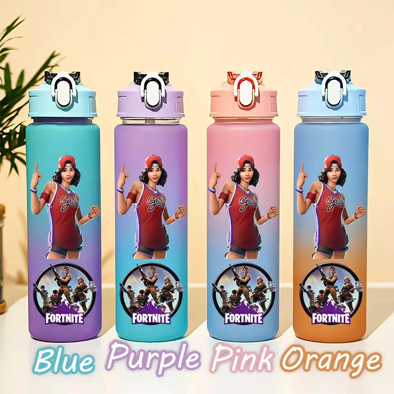 750ML Large Fortnition Capacity Water Bottle Sports Portable Gradient Water Bottle Student Drinking Water Bottle Birthday Bottle