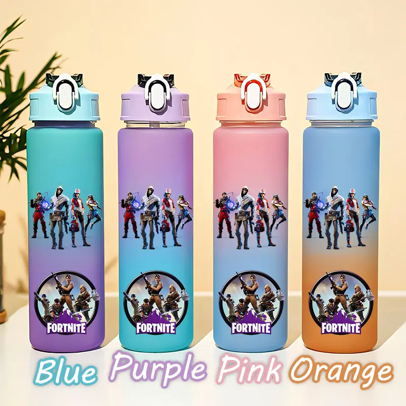 750ML Large Fortnition Capacity Water Bottle Sports Portable Gradient Water Bottle Student Drinking Water Bottle Birthday Bottle