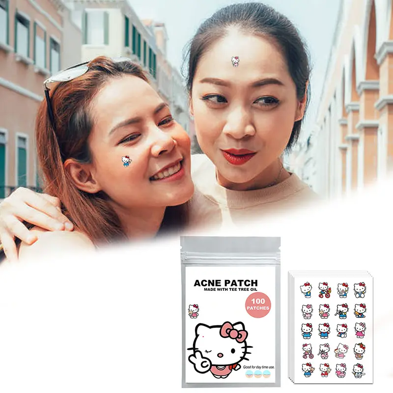 100pcs Sanrio HelloKitty Shaped Acne Sticker Cartoon Kuromi Acne Patches Invisible Acne Cover Removal Pimple Patch Skin Care