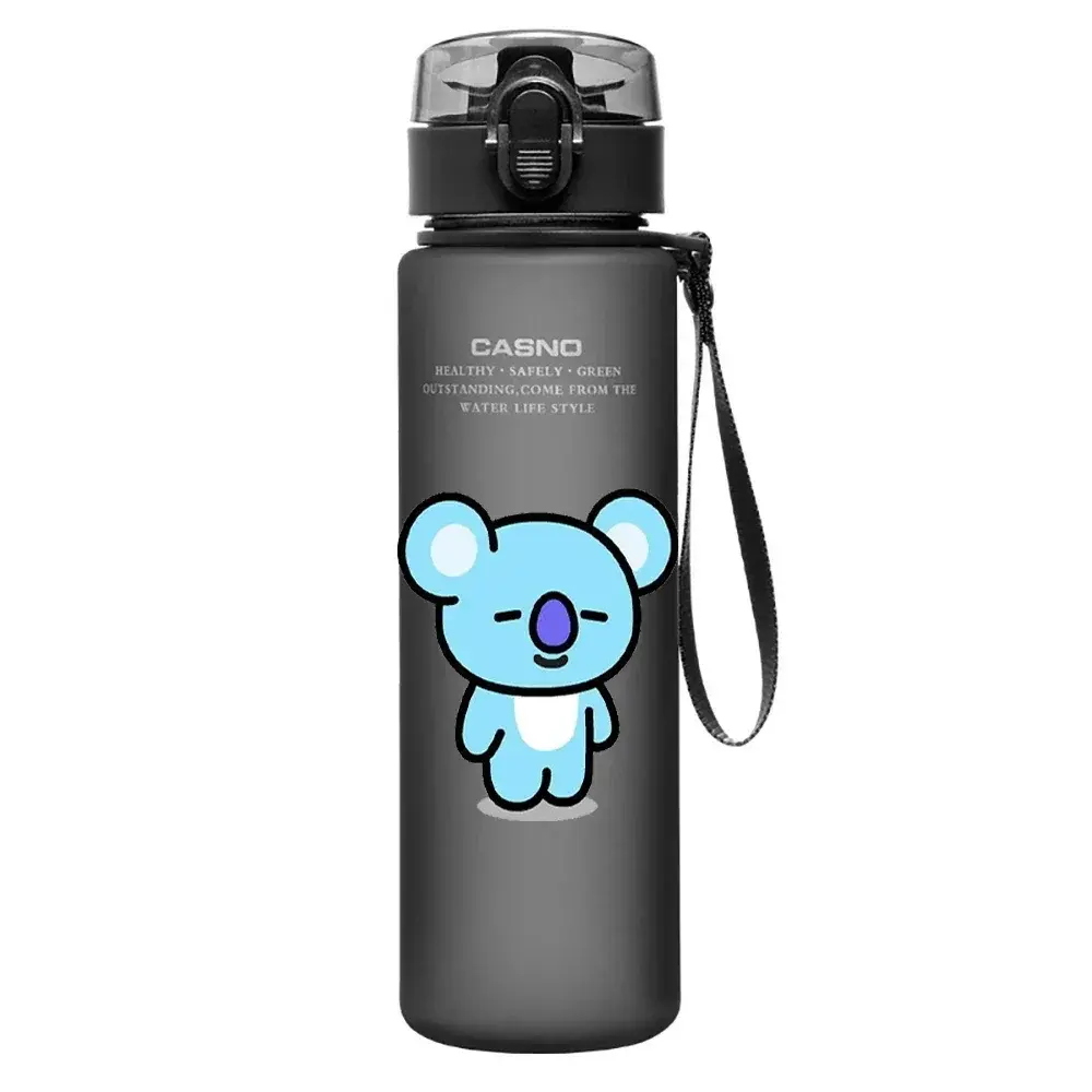 Cartoon Cute BT21 560ML Water Bottle Sports Drinking Bottles Filtration Time Marker Outdoor Cups Large Capacity Water Glass Gift
