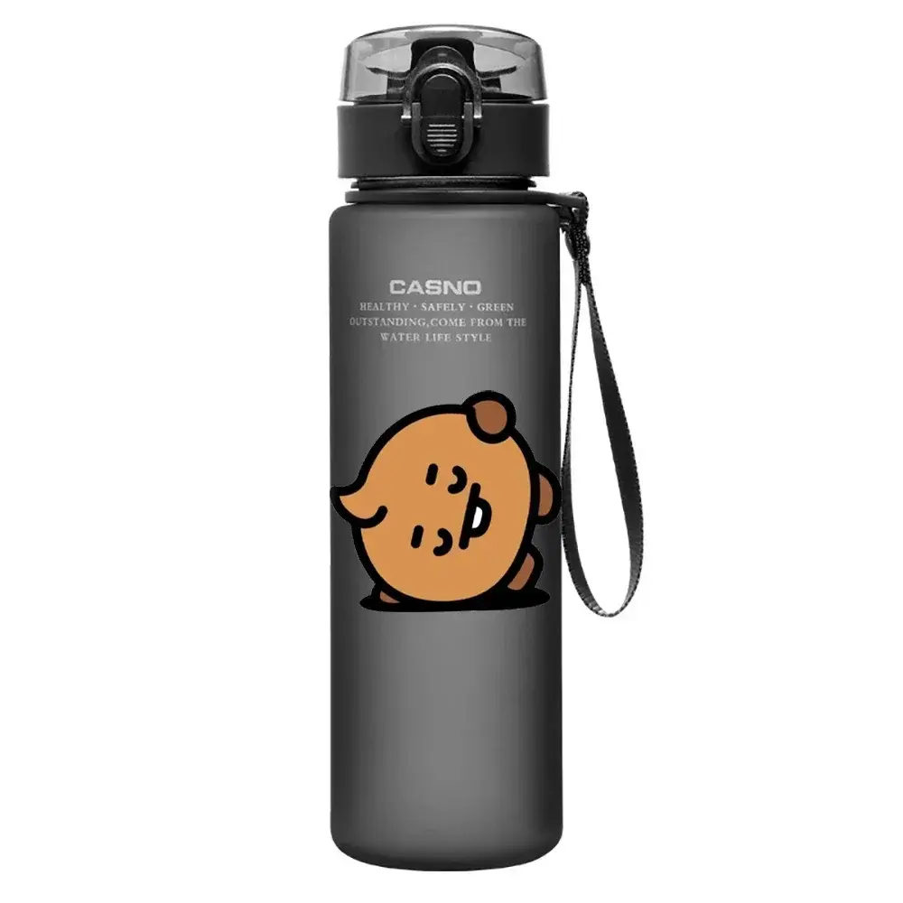 Cartoon Cute BT21 560ML Water Bottle Sports Drinking Bottles Filtration Time Marker Outdoor Cups Large Capacity Water Glass Gift
