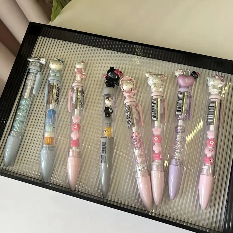 1pcs Sanrio Hello Kitty Beaded Gel Pen Cartoon Sanrio 0.5mm Black Ink Press Pen Students Friend Girl Birthday Gift
