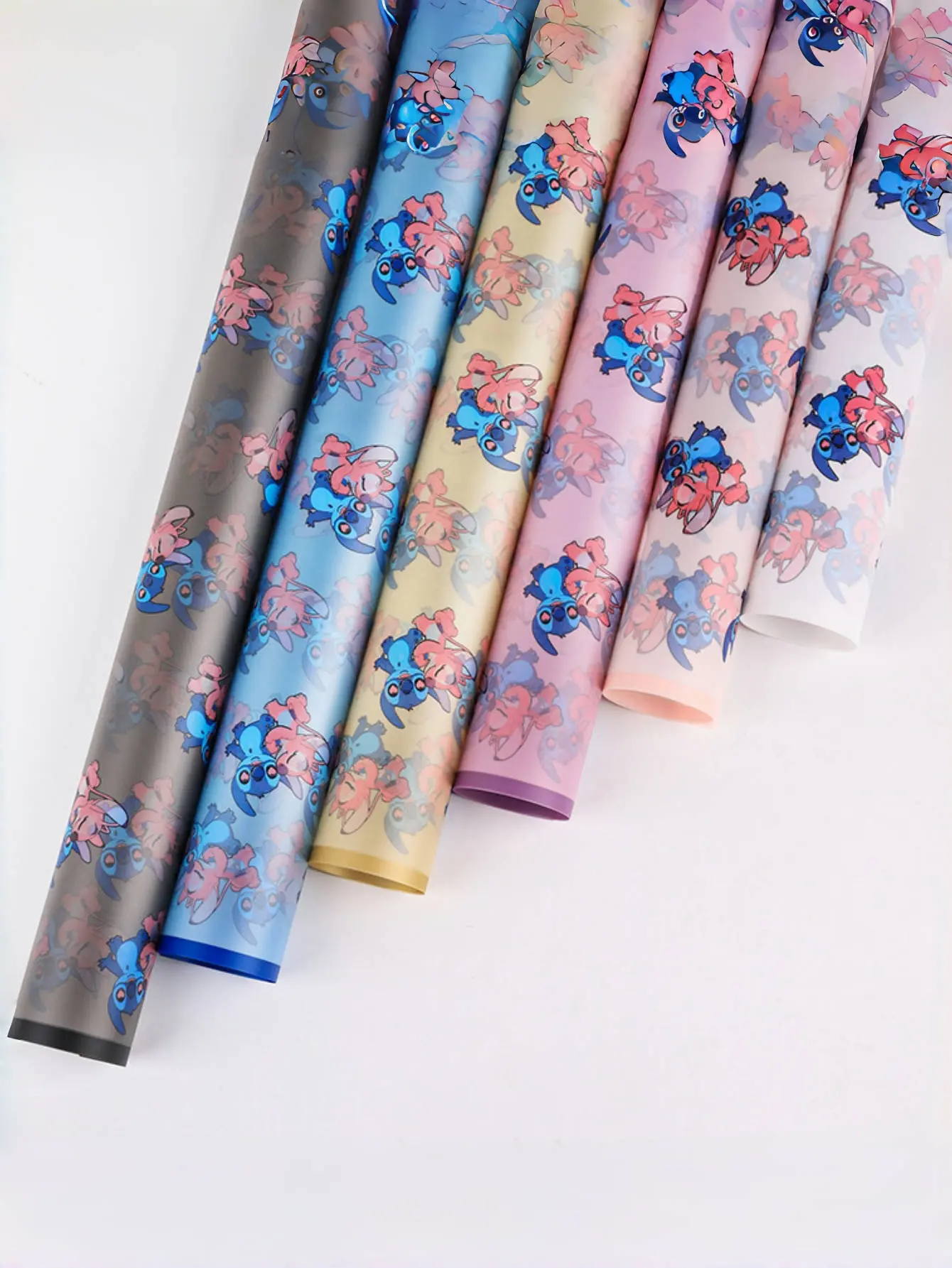 20pcs Stitch & Angel Cartoon Wrapping Paper Glittery Blue Pink Design Perfect for Flower Decorations Festive Gift Wrapping