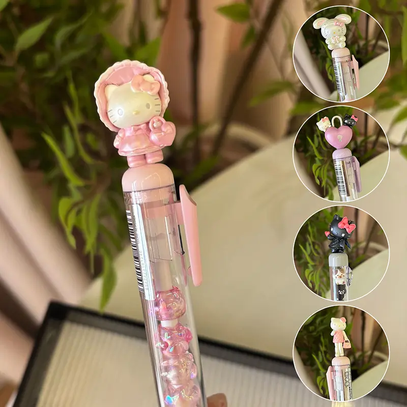 1pcs Sanrio Hello Kitty Beaded Gel Pen Cartoon Sanrio 0.5mm Black Ink Press Pen Students Friend Girl Birthday Gift