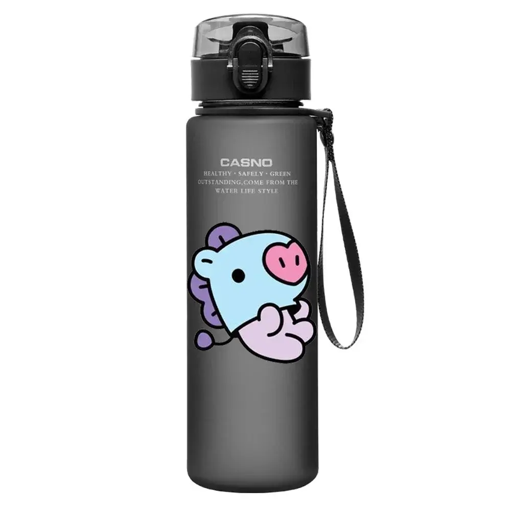 Cartoon Cute BT21 560ML Water Bottle Sports Drinking Bottles Filtration Time Marker Outdoor Cups Large Capacity Water Glass Gift