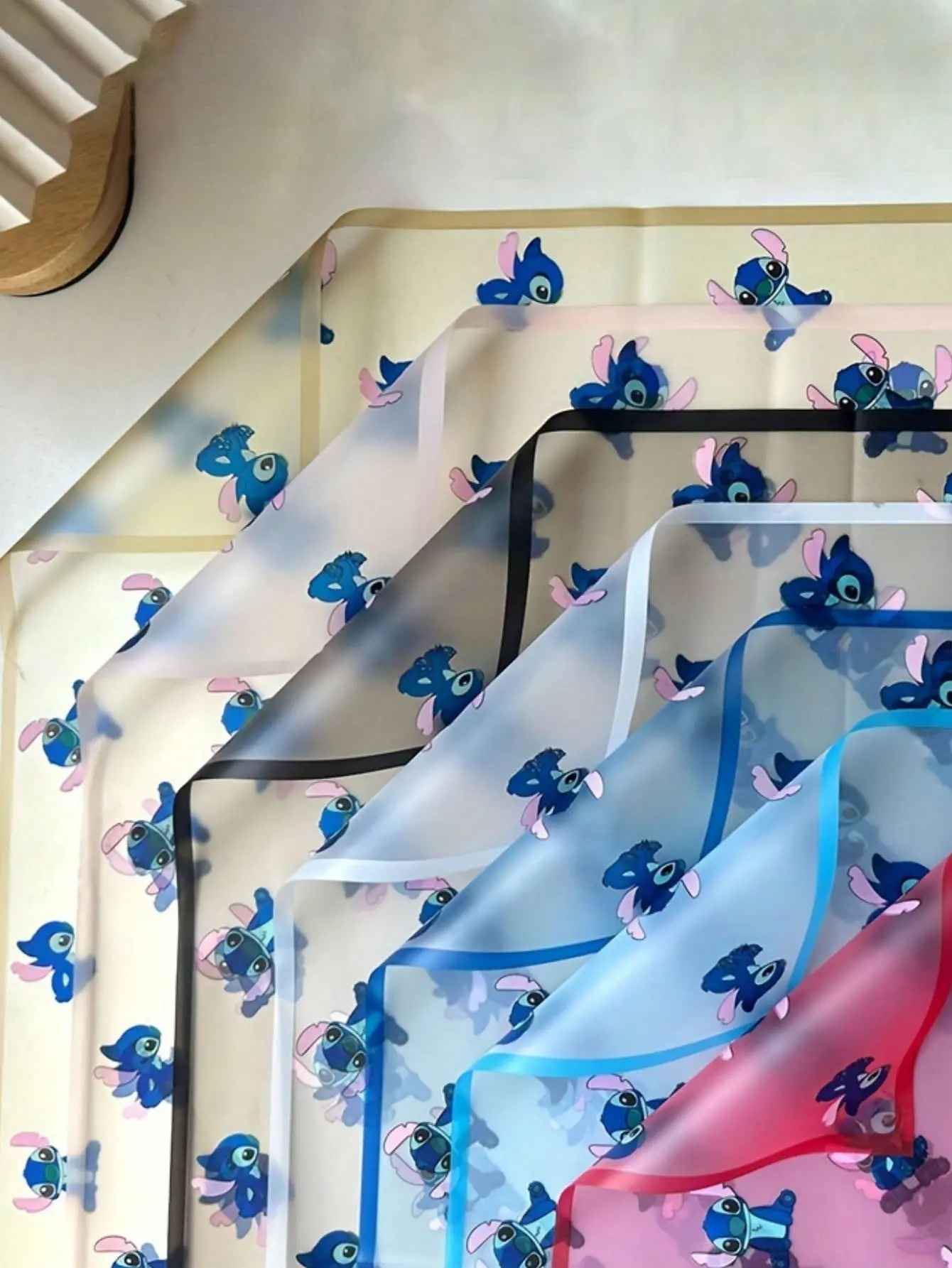 20pcs Stitch & Angel Cartoon Wrapping Paper Glittery Blue Pink Design Perfect for Flower Decorations Festive Gift Wrapping