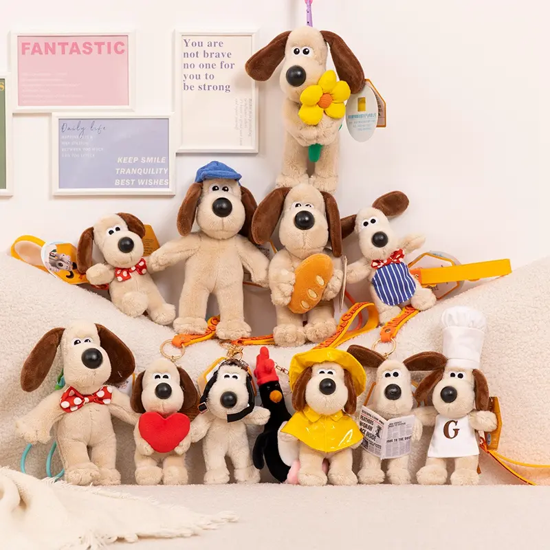 Gromit&Wallace Plush Toys Genuine Wallace Pendant Cartoon Dogs Gromit Stuffed Dolls Kawaii Anime Keychain Room Decor Kids Gift