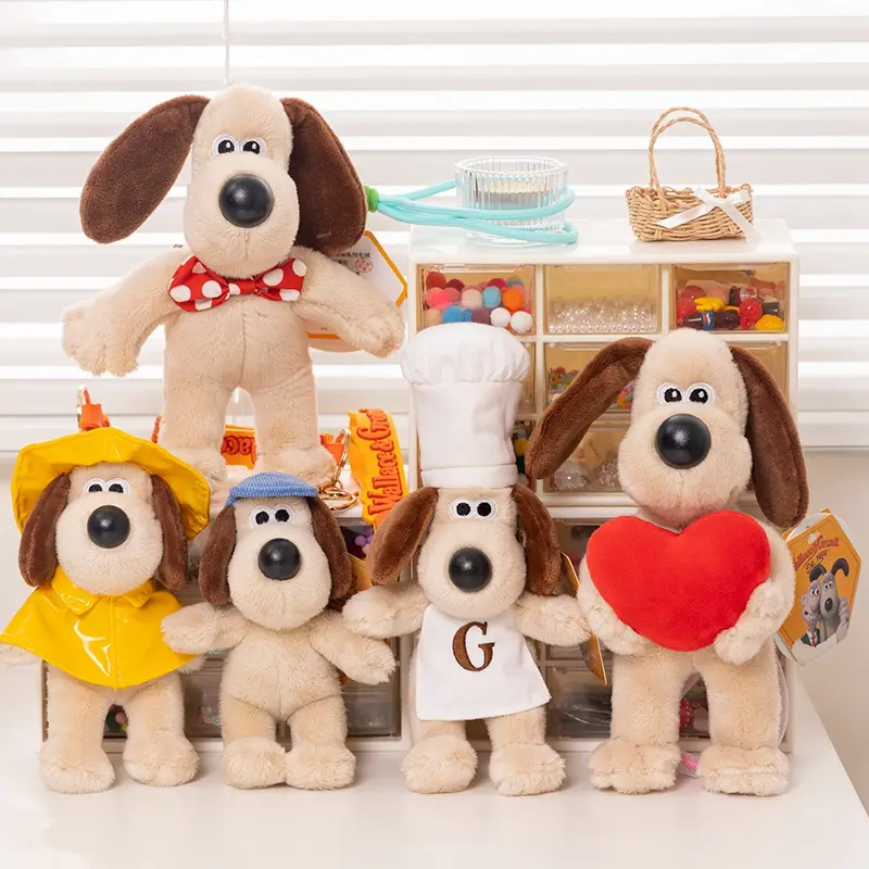 Gromit&Wallace Plush Toys Genuine Wallace Pendant Cartoon Dogs Gromit Stuffed Dolls Kawaii Anime Keychain Room Decor Kids Gift