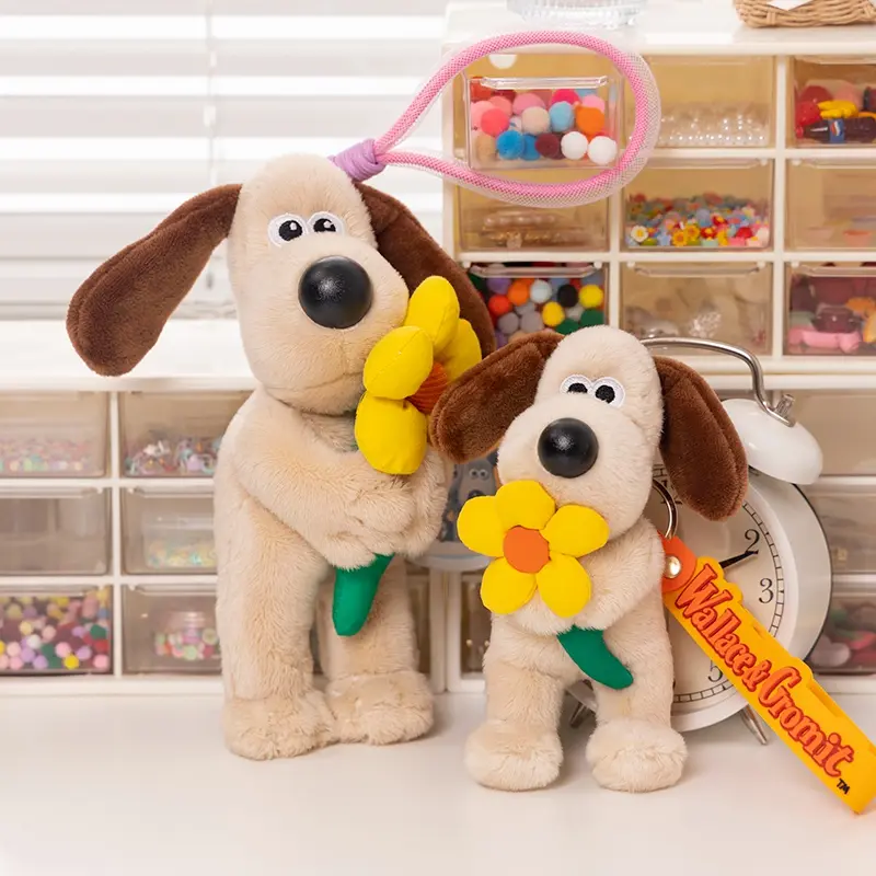 Gromit&Wallace Plush Toys Genuine Wallace Pendant Cartoon Dogs Gromit Stuffed Dolls Kawaii Anime Keychain Room Decor Kids Gift