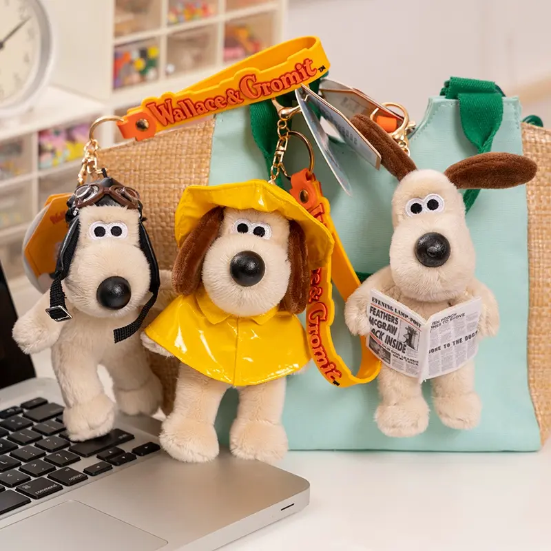 Gromit&Wallace Plush Toys Genuine Wallace Pendant Cartoon Dogs Gromit Stuffed Dolls Kawaii Anime Keychain Room Decor Kids Gift