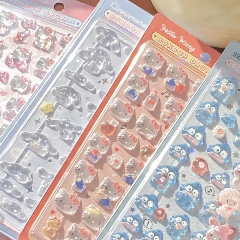 Sanrio Hello Kitty Kuromi 3D Stickers Cinnamoroll My Melody Cartoon Mobile Creative Decoration Sticker Girl Birthday Gifts