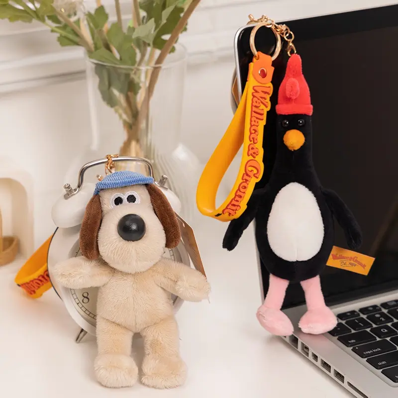 Gromit&Wallace Plush Toys Genuine Wallace Pendant Cartoon Dogs Gromit Stuffed Dolls Kawaii Anime Keychain Room Decor Kids Gift