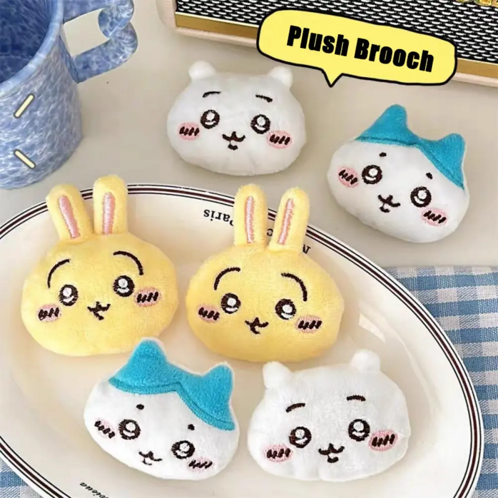 Kawaii Chiikawa Hachiware Plush Brooch Cartoon Usagi  Student Backpack Decoration Accessories Clothes Cute Pins Girls Gifts