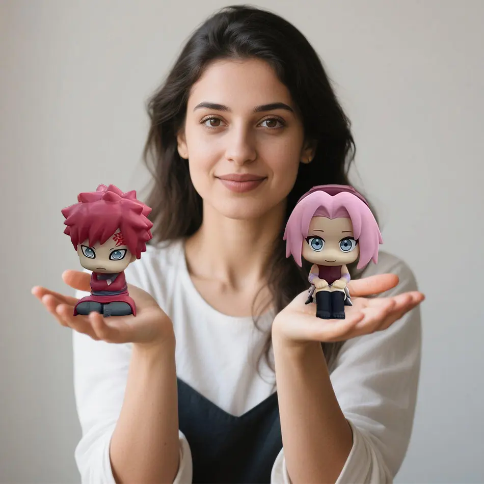 Anime Naruto Cute Sakura Haruno Gaara Sitting Posture Cartoon Action FigureModel PVC Kids Toys Car Decoration Gift