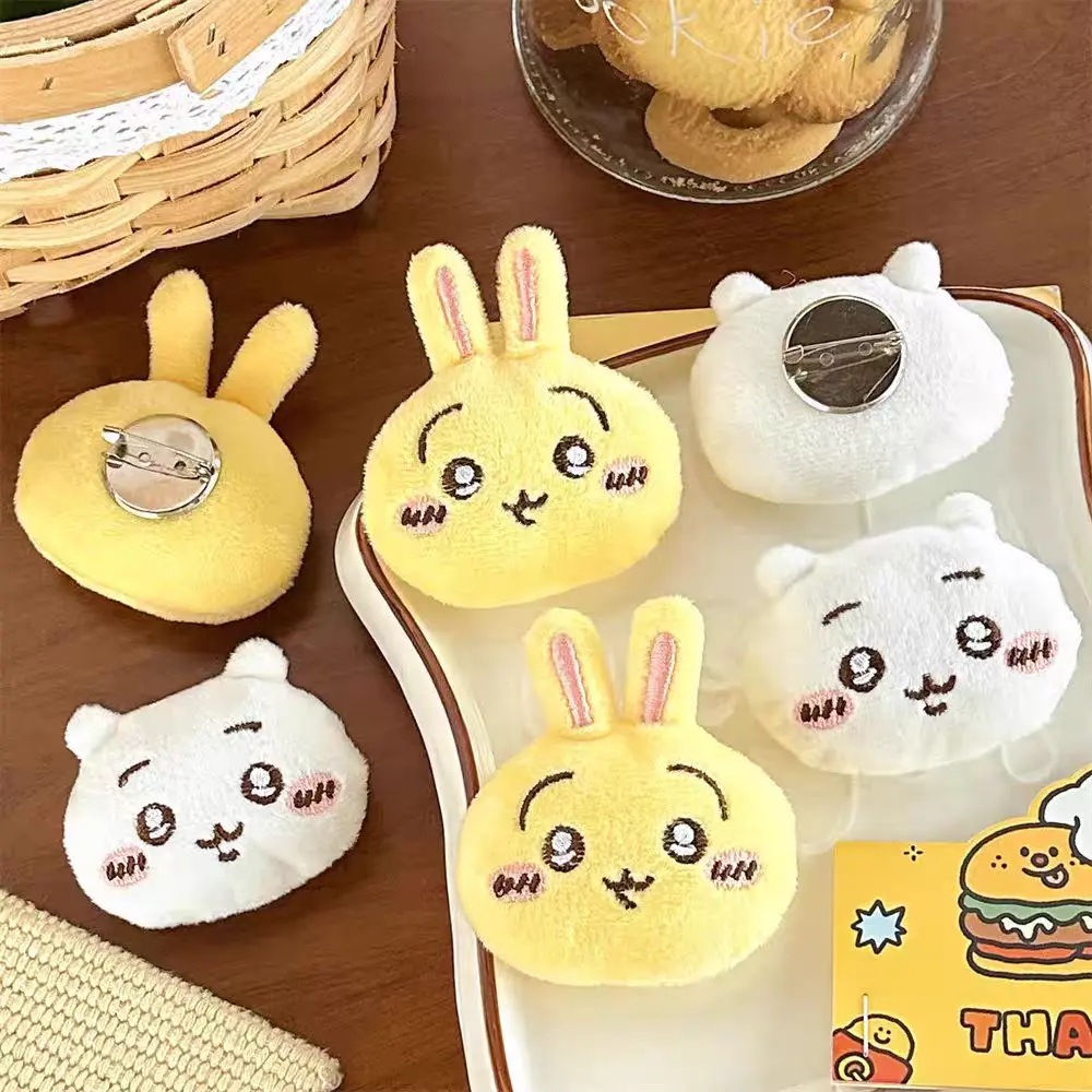 Kawaii Chiikawa Hachiware Plush Brooch Cartoon Usagi  Student Backpack Decoration Accessories Clothes Cute Pins Girls Gifts