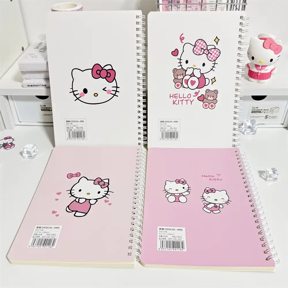 Sanrio Cartoon Cute Hello Kitty A7 A5 Notebook Stationery Portable Mini Coil Notebook Handbooks Student Stationery Supplies Gift