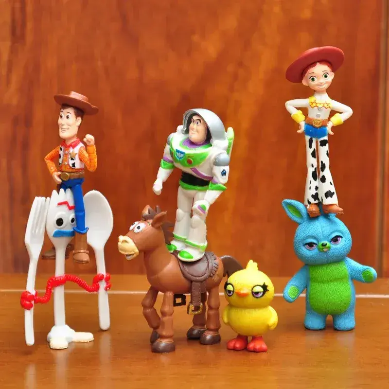 7pcs Toy Story 4 Action Figures Toys Woody Jessie Buzz Lightyear Forky Pig Bear Model Dolls Figurine Christmas Toy Gifts
