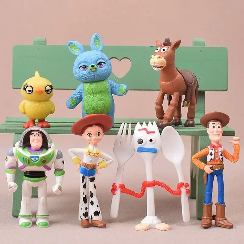 7pcs Toy Story 4 Action Figures Toys Woody Jessie Buzz Lightyear Forky Pig Bear Model Dolls Figurine Christmas Toy Gifts