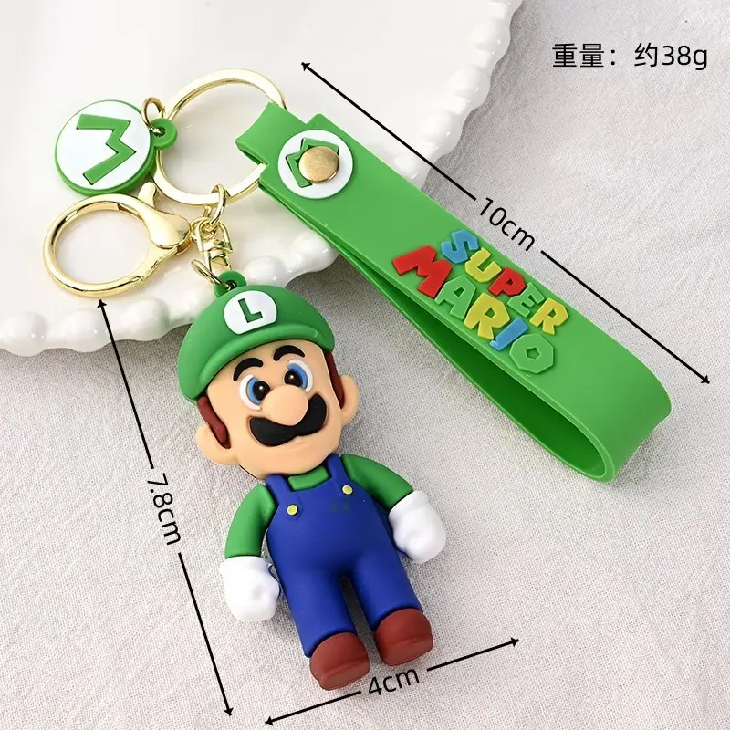 Set 24Pcs Super Mario Bros Keychain Action Figure Pendant Cute Cartoon Character Toy Doll Model Decoration Kid Birthday Gift