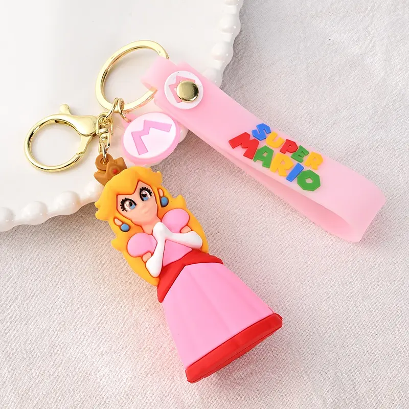 Set 24Pcs Super Mario Bros Keychain Action Figure Pendant Cute Cartoon Character Toy Doll Model Decoration Kid Birthday Gift