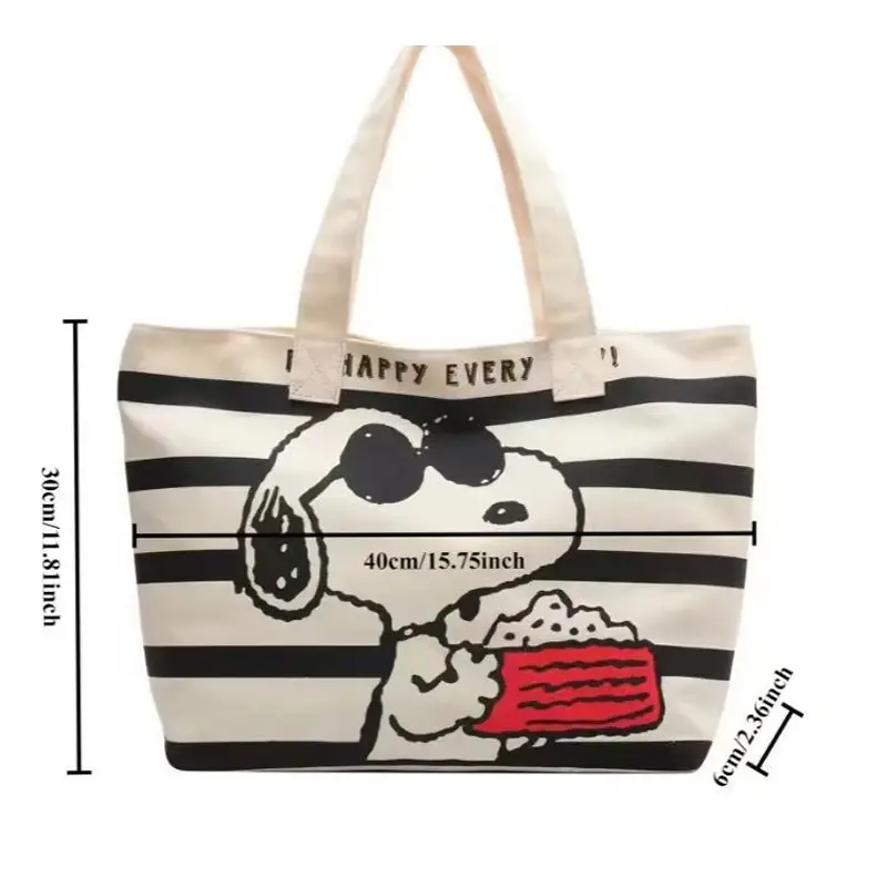 Hot Disney Snoopy Cute Cartoon Large Capacity Canvas Bag for Female Students To Hold Books Tote Mommy Bag